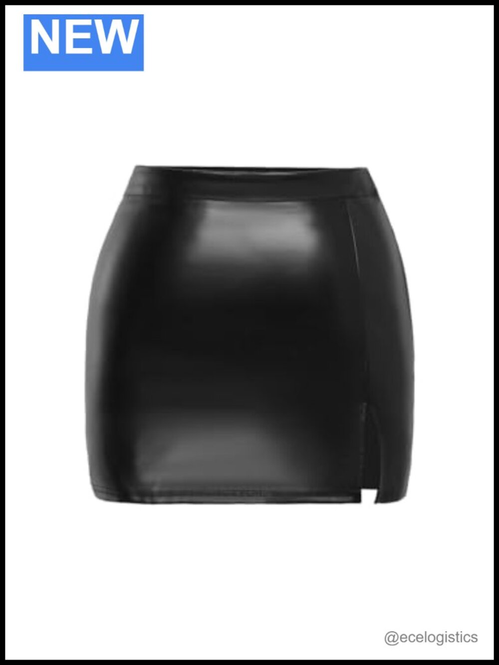Plus Size High Waisted Faux Leather Split Hem Mini Skirt
